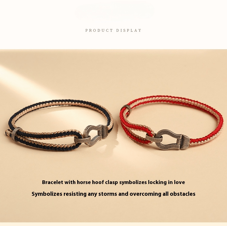 Horseshoe Buckle Red String Bracelet | Adjustable for Couples - S925 Silver - STAR8S