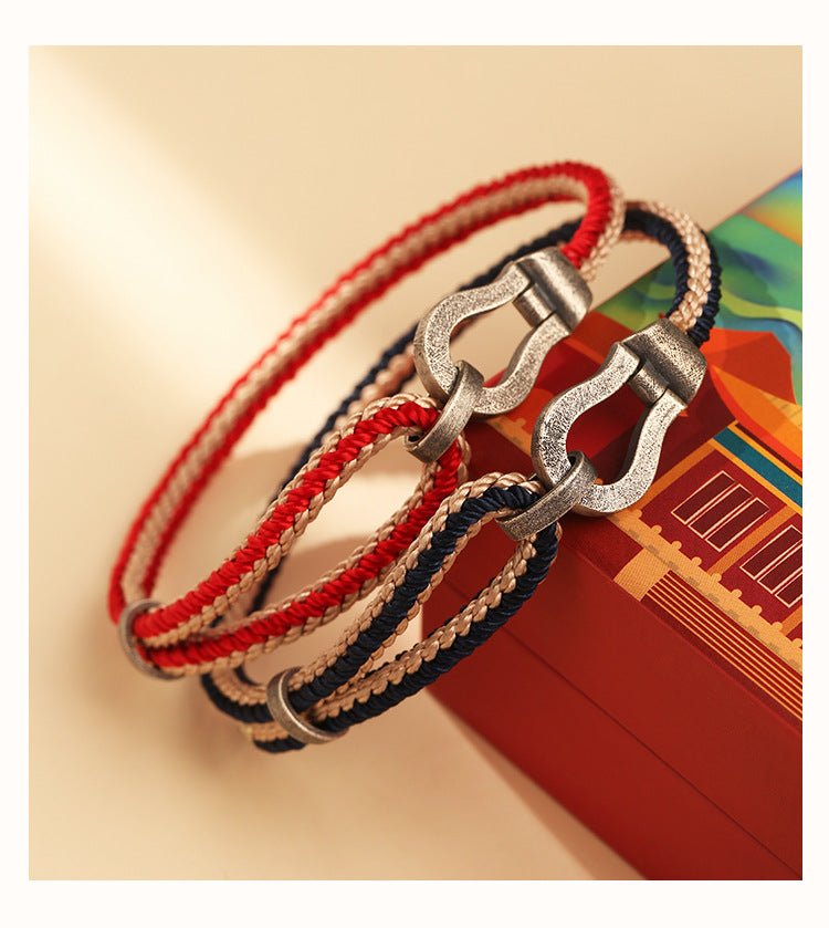 Horseshoe Buckle Red String Bracelet | Adjustable for Couples - S925 Silver - STAR8S