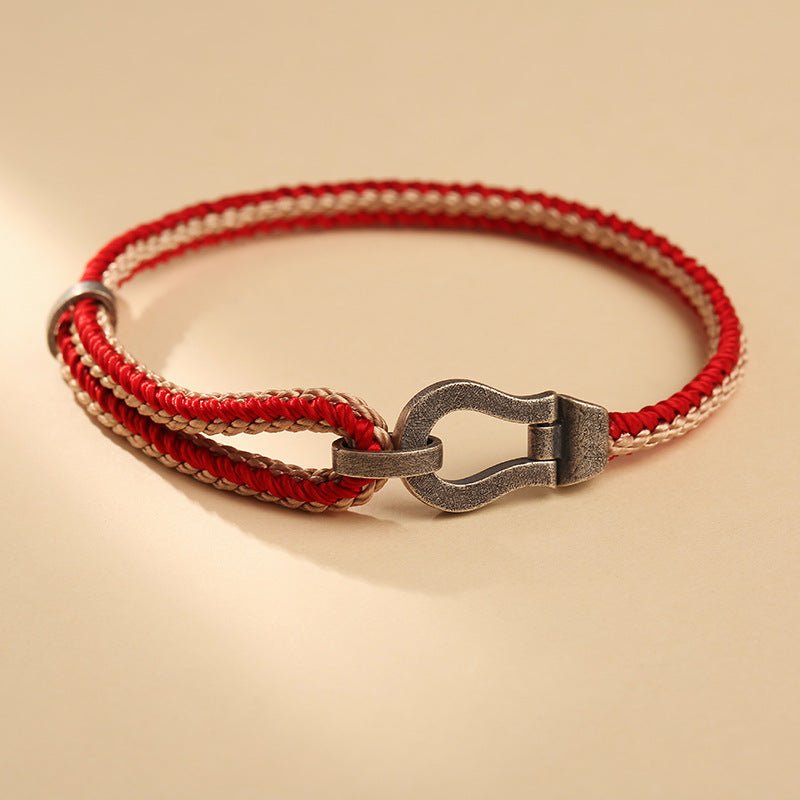 Horseshoe Buckle Red String Bracelet | Adjustable for Couples - S925 Silver - STAR8S