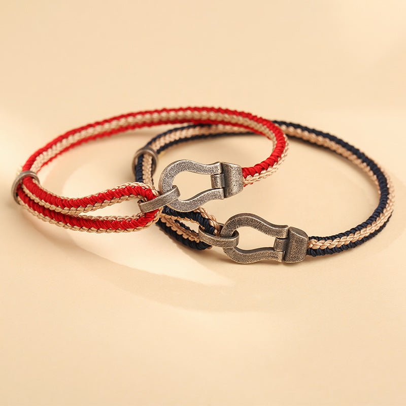 Horseshoe Buckle Red String Bracelet | Adjustable for Couples - S925 Silver - STAR8S