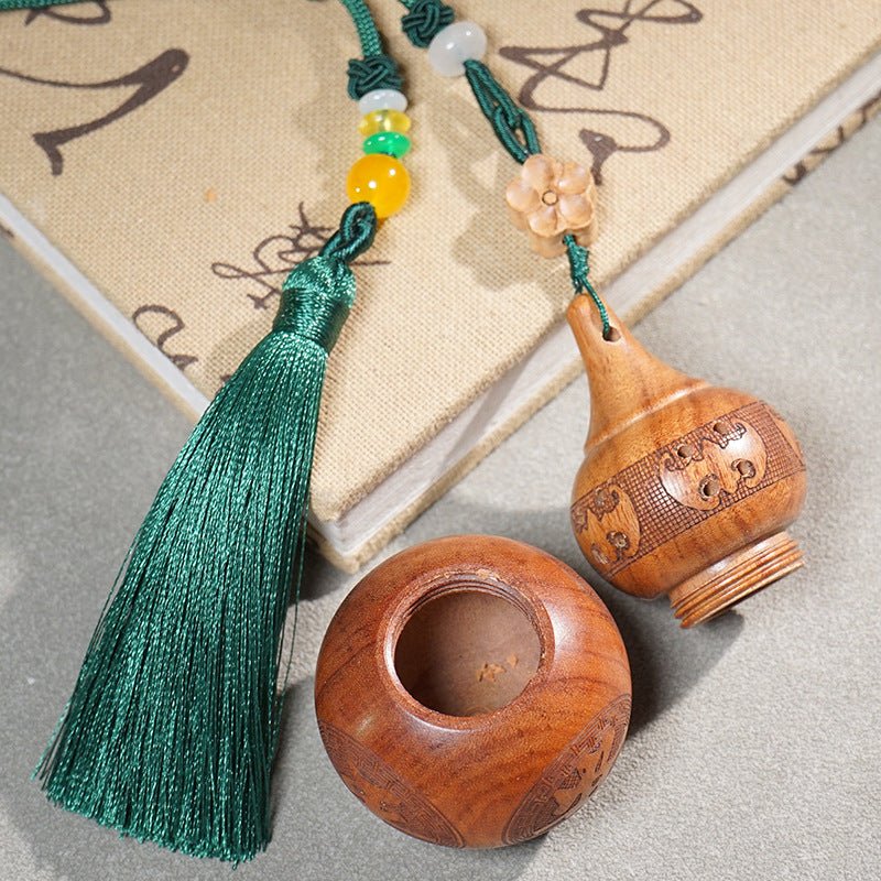 Huanghuali Wood Gourd Keychain - Car Hanging Decoration with Peaceful Blessing Engraving - STAR8S