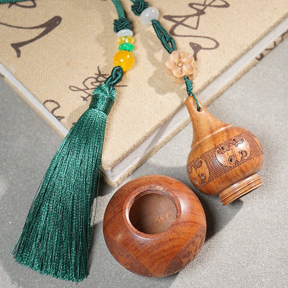 Huanghuali Wood Gourd Keychain - Car Hanging Decoration with Peaceful Blessing Engraving - STAR8S