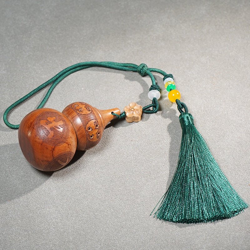 huanghuali wood gourd keychain - car hanging decoration with peaceful blessing engraving - star8s