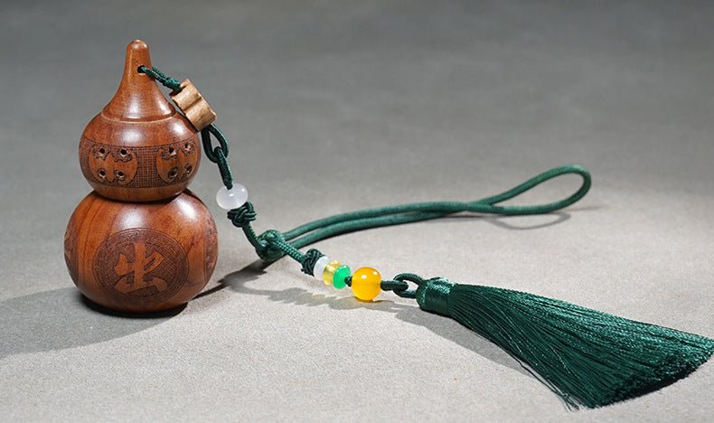 Huanghuali Wood Gourd Keychain - Car Hanging Decoration with Peaceful Blessing Engraving - STAR8S