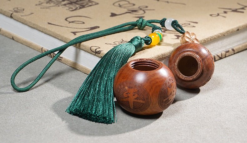 Huanghuali Wood Gourd Keychain - Car Hanging Decoration with Peaceful Blessing Engraving - STAR8S