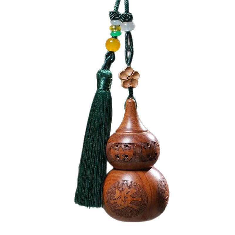 Huanghuali Wood Gourd Keychain - Car Hanging Decoration with Peaceful Blessing Engraving - STAR8S