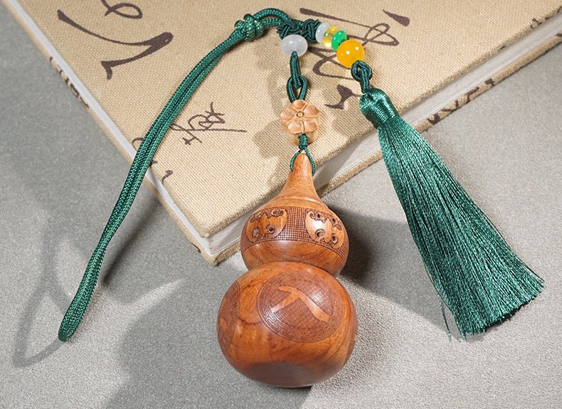Huanghuali Wood Gourd Keychain - Car Hanging Decoration with Peaceful Blessing Engraving - STAR8S