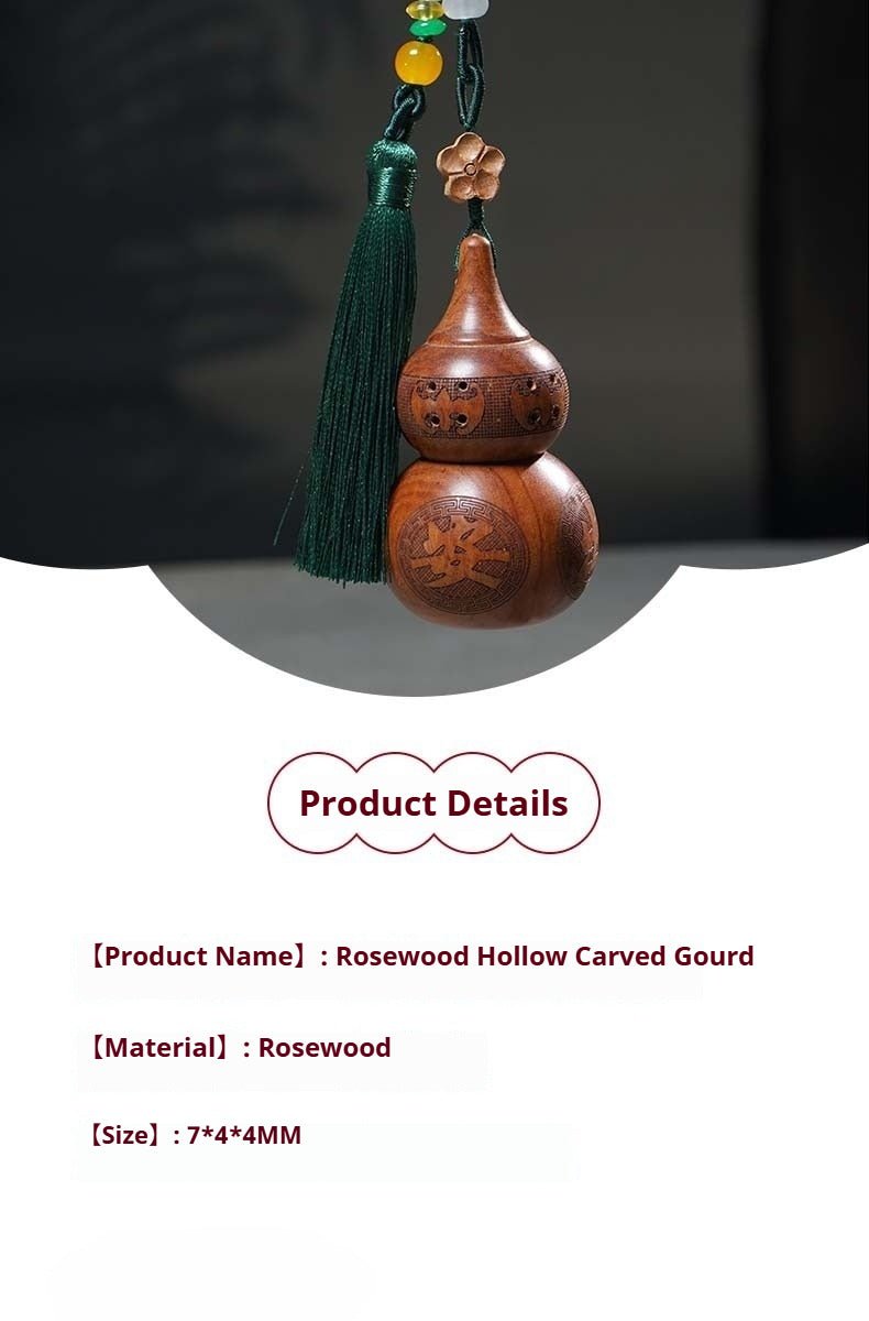 huanghuali wood gourd keychain - car hanging decoration with peaceful blessing engraving - star8s