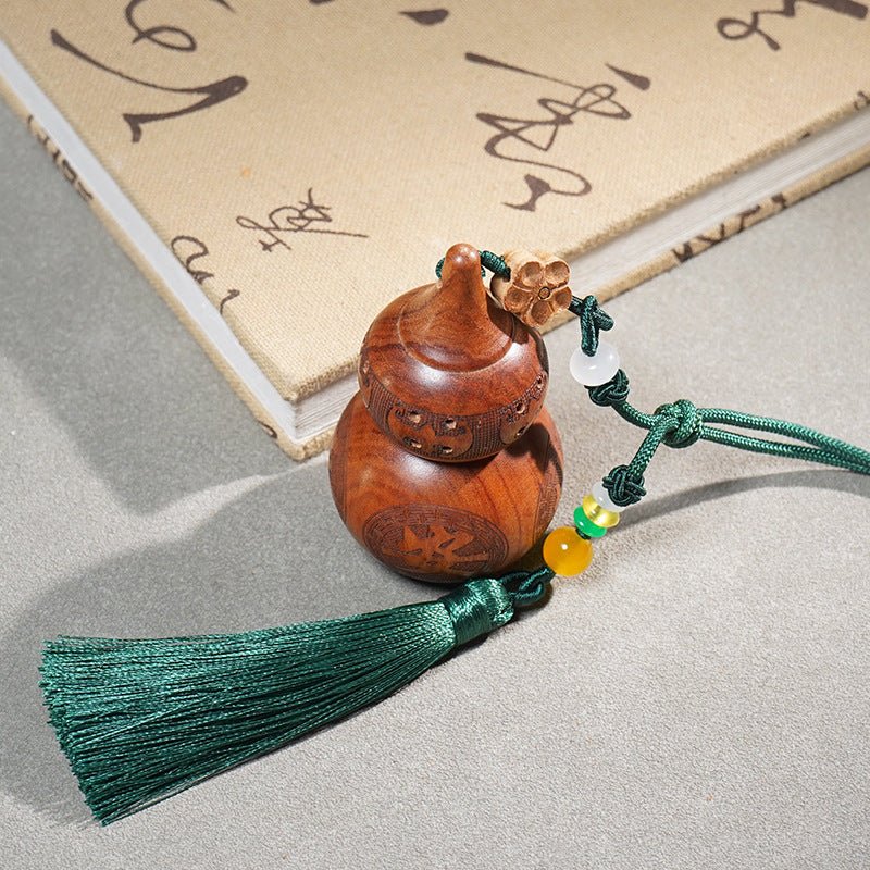 Huanghuali Wood Gourd Keychain - Car Hanging Decoration with Peaceful Blessing Engraving - STAR8S