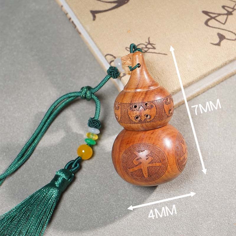 huanghuali wood gourd keychain - car hanging decoration with peaceful blessing engraving - star8s