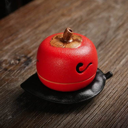 Incense Burner Elegant Ceramic Apple - shaped, Charming Peaceful Design for Home & Office - STAR8S