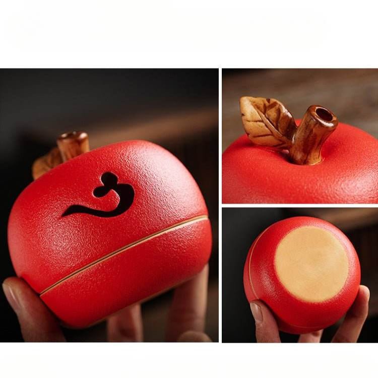 Incense Burner Elegant Ceramic Apple - shaped, Charming Peaceful Design for Home & Office - STAR8S