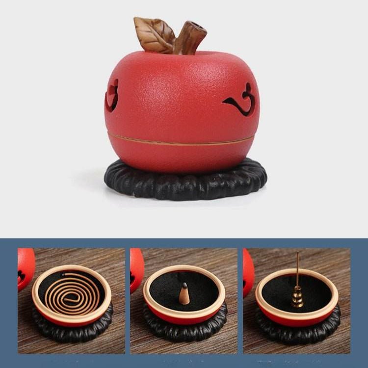 incense burner elegant ceramic apple - shaped, charming peaceful design for home & office - star8s