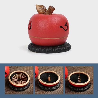 Incense Burner Elegant Ceramic Apple - shaped, Charming Peaceful Design for Home & Office - STAR8S