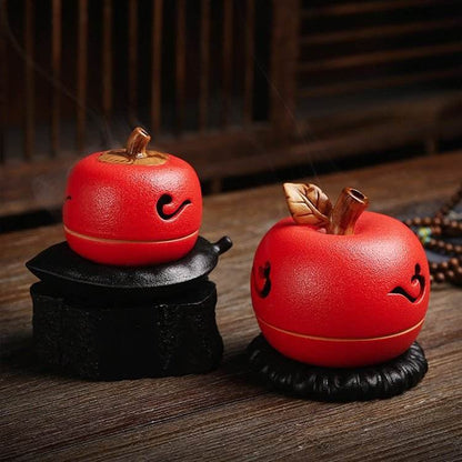 Incense Burner Elegant Ceramic Apple - shaped, Charming Peaceful Design for Home & Office - STAR8S