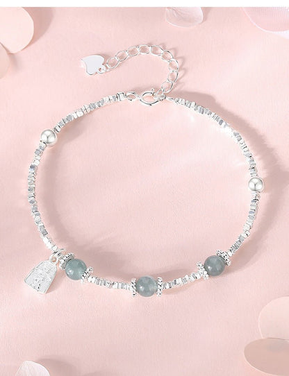 Jade and Silver Bracelet with Hetian Jade, 925 Silver, Fu, Broken Silver, and Ball | STAR8S