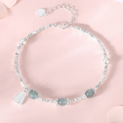 Jade and Silver Bracelet with Hetian Jade, 925 Silver, Fu, Broken Silver, and Ball | STAR8S