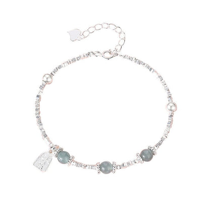 Jade and Silver Bracelet with Hetian Jade, 925 Silver, Fu, Broken Silver, and Ball | STAR8S