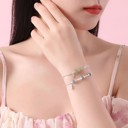 Jade and Silver Bracelet with Hetian Jade, 925 Silver, Fu, Broken Silver, and Ball | STAR8S