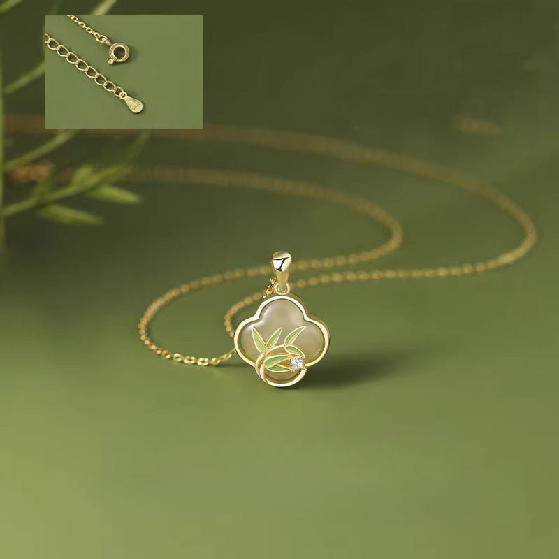 jade bamboo pendant necklace - s925 silver jewelry for women | perfect gift for mom & grandma - star8s
