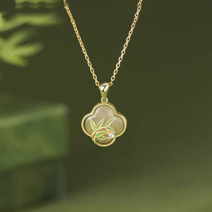 Jade Bamboo Pendant Necklace - S925 Silver Jewelry for Women | Perfect Gift for Mom & Grandma - STAR8S