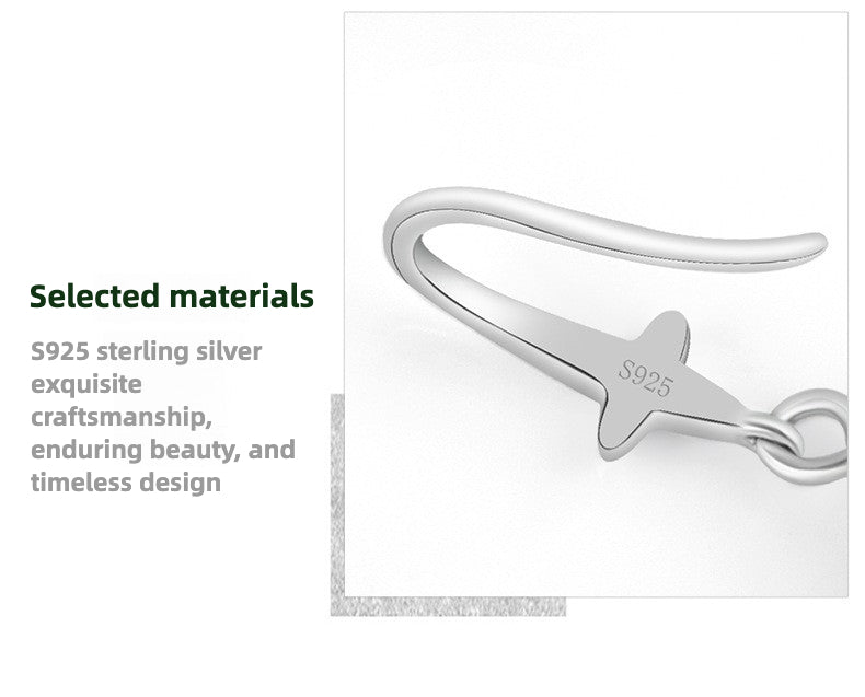 Jade Blue Water Cross Earrings S925 Silver Inlaid Ice Jade Earrings Safety Earrings - STAR8S