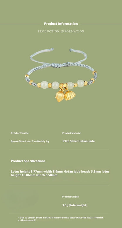 Jade Bracelets for Sale - Hetian Jade, 925 Silver, Lotus, Broken Silver, Two Lifetimes of Joy | STAR8S