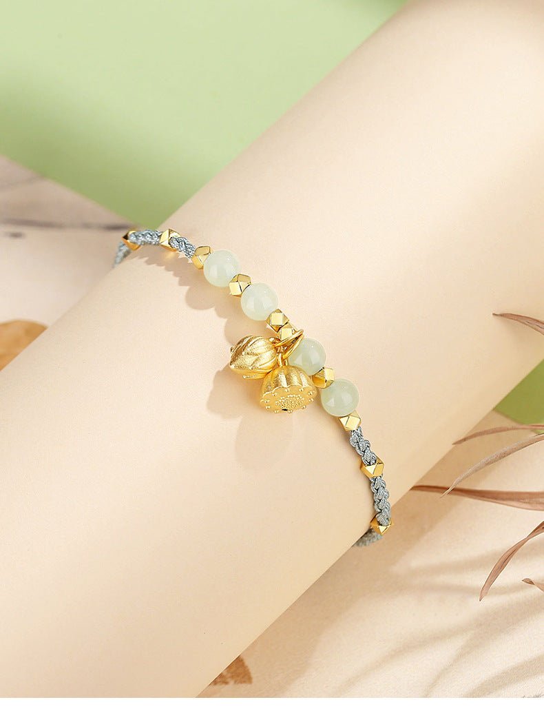 jade bracelets for sale - hetian jade, 925 silver, lotus, broken silver, two lifetimes of joy | star8s