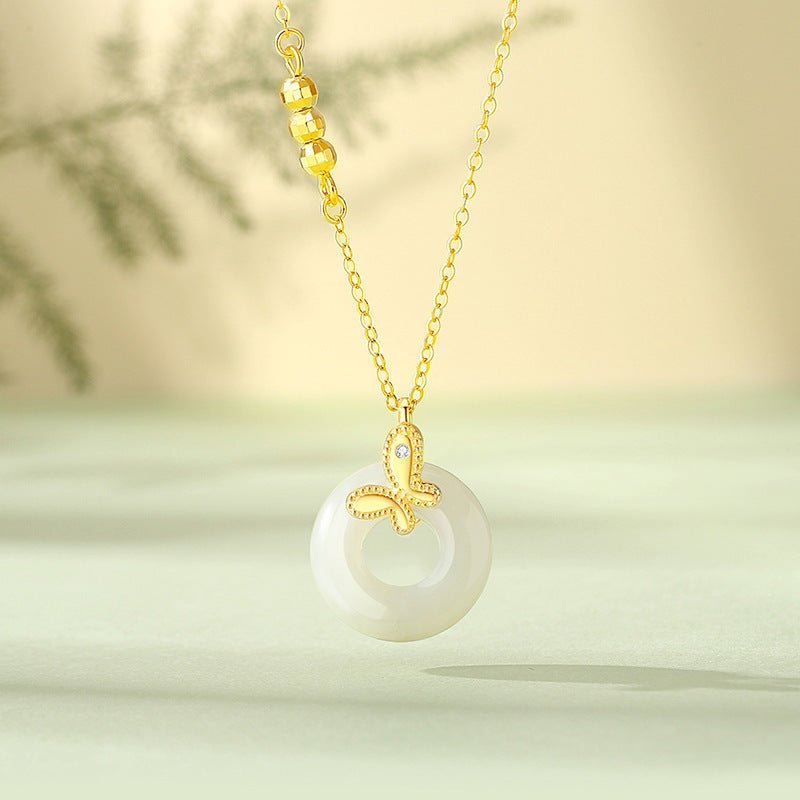 Jade Butterfly Necklace - 925 Silver Hetian Safety Disc Butterfly | STAR8S