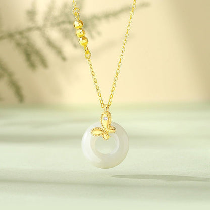 Jade Butterfly Necklace - 925 Silver Hetian Safety Disc Butterfly | STAR8S
