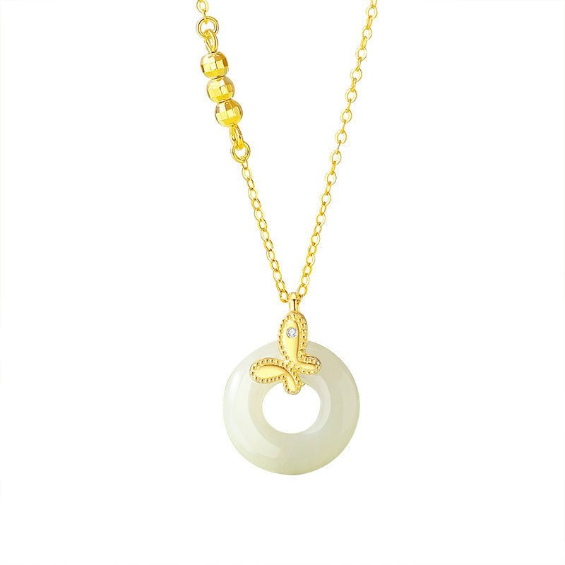 Jade Butterfly Necklace - 925 Silver Hetian Safety Disc Butterfly | STAR8S