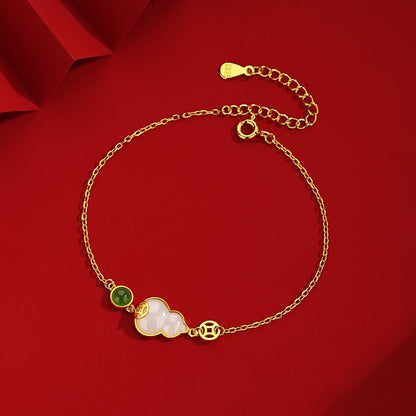 Jade Charm Bracelet: Hetian Gourd Fortune 925 Silver | STAR8S