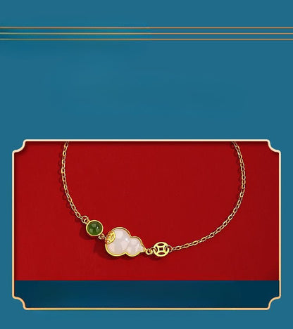 Jade Charm Bracelet: Hetian Gourd Fortune 925 Silver | STAR8S