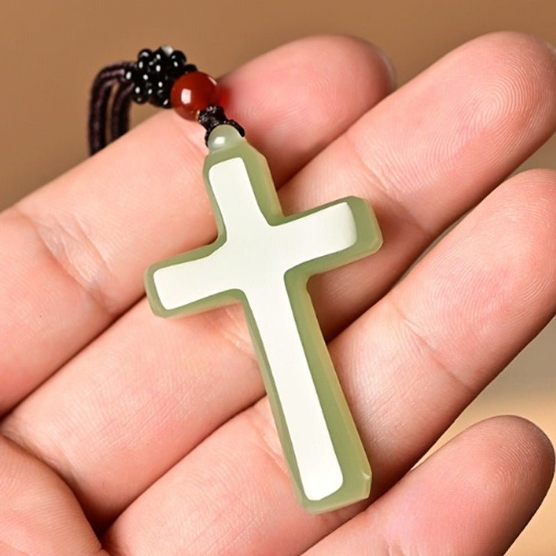 jade cross necklace - hetian jade pendant for men & women | authentic jade cross pendant ✝️💚 - star8s