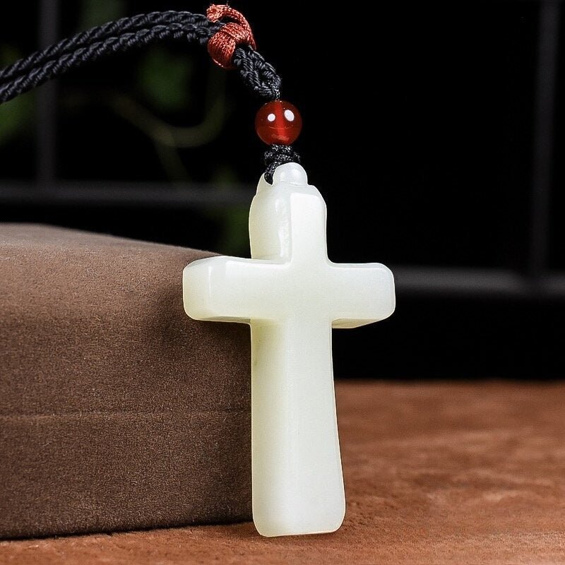 Jade Cross Necklace - Hetian Jade Pendant for Men & Women | Authentic Jade Cross Pendant ✝️💚 - STAR8S