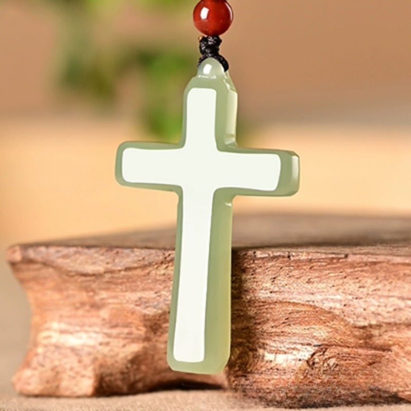Jade Cross Necklace - Hetian Jade Pendant for Men & Women | Authentic Jade Cross Pendant ✝️💚 - STAR8S