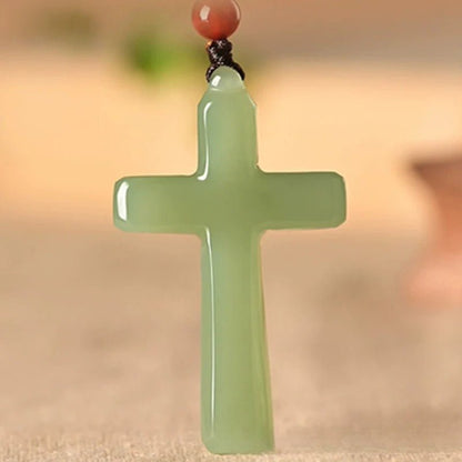 Jade Cross Necklace - Hetian Jade Pendant for Men & Women | Authentic Jade Cross Pendant ✝️💚 - STAR8S
