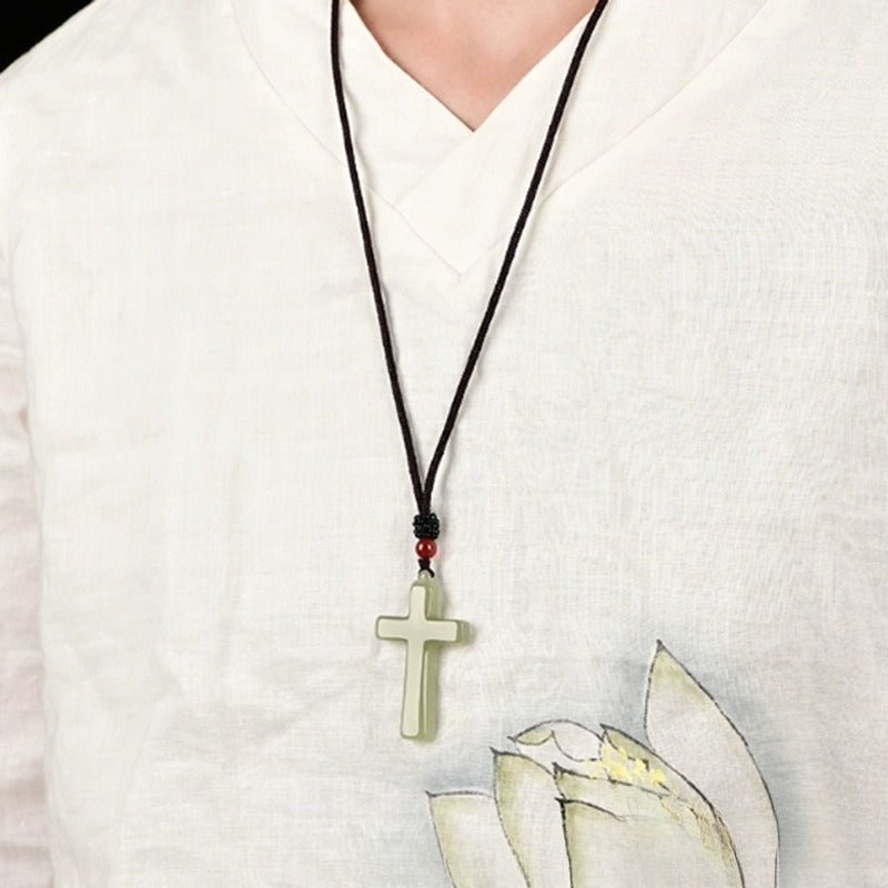jade cross necklace - hetian jade pendant for men & women | authentic jade cross pendant ✝️💚 - star8s