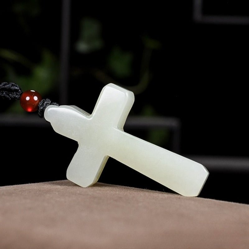 Jade Cross Necklace - Hetian Jade Pendant for Men & Women | Authentic Jade Cross Pendant ✝️💚 - STAR8S