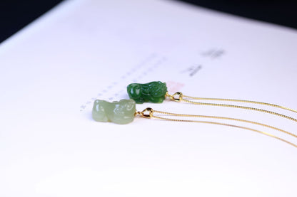 Jade Cross Necklace with Heitian Pixiu Charm - Sterling Silver Unisex | STAR8S
