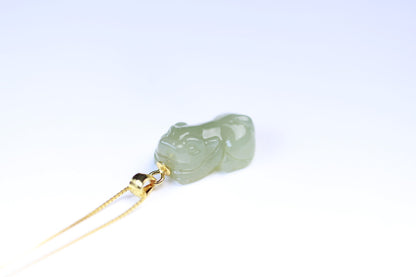 Jade Cross Necklace with Heitian Pixiu Charm - Sterling Silver Unisex | STAR8S