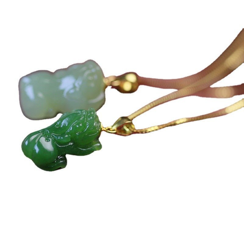 Jade Cross Necklace with Heitian Pixiu Charm - Sterling Silver Unisex | STAR8S