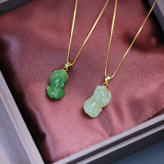 Jade Cross Necklace with Heitian Pixiu Charm - Sterling Silver Unisex | STAR8S
