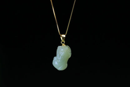 Jade Cross Necklace with Heitian Pixiu Charm - Sterling Silver Unisex | STAR8S