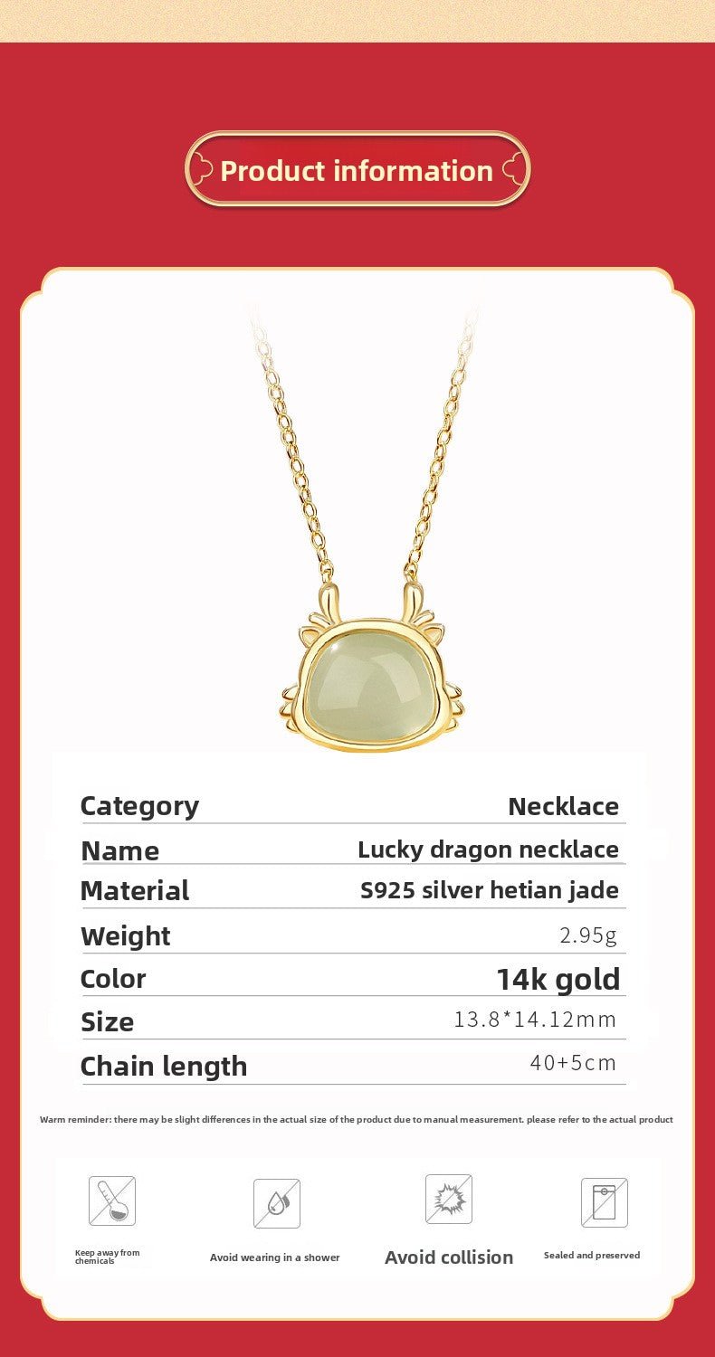 jade dragon necklaces - 925 silver hetian money - drawing dragon | star8s