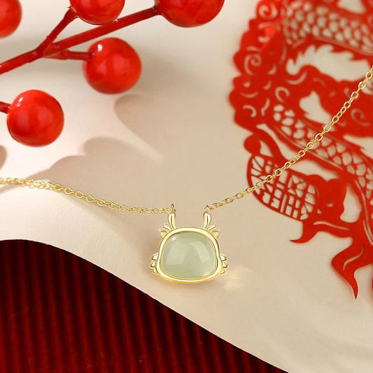 Jade Dragon Necklaces - 925 Silver Hetian Money - Drawing Dragon | STAR8S - STAR8S