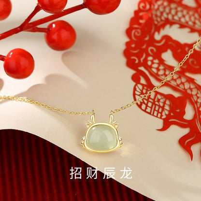 Jade Dragon Necklaces - 925 Silver Hetian Money - Drawing Dragon | STAR8S