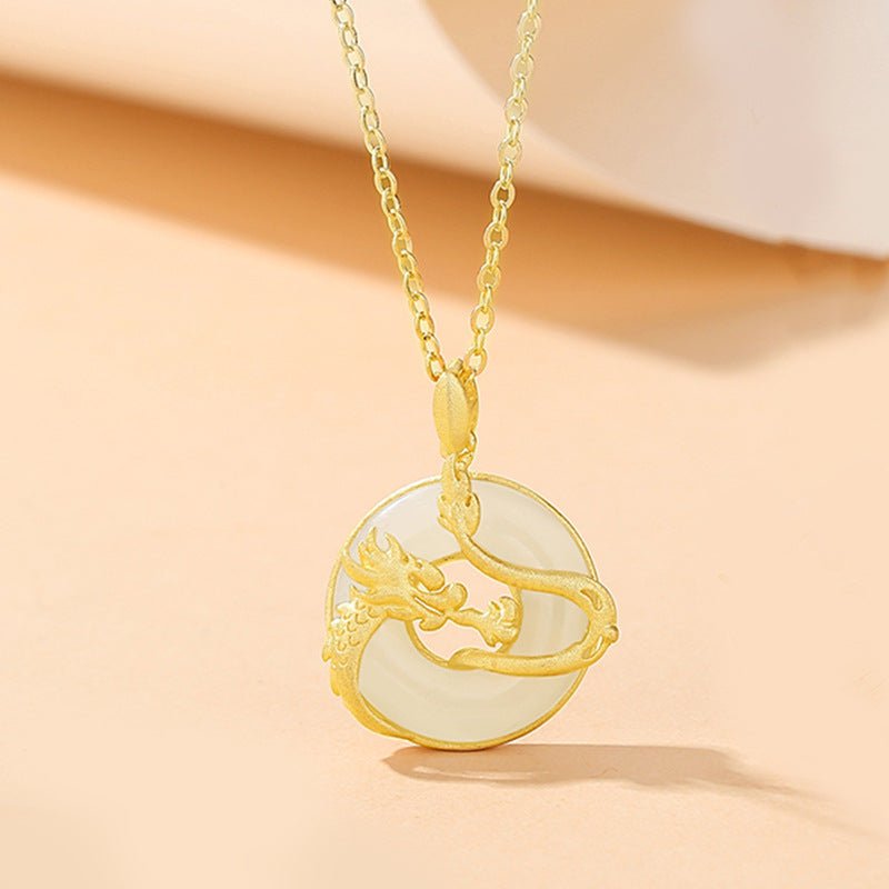 Jade Dragon Phoenix Pendants - 925 Silver Hetian Couples Necklace | STAR8S