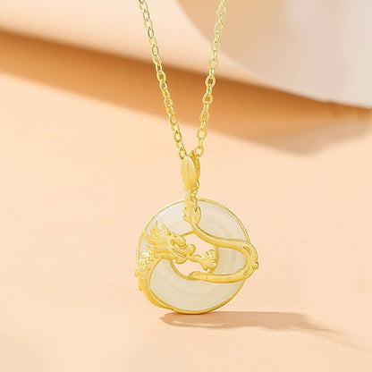 Jade Dragon Phoenix Pendants - 925 Silver Hetian Couples Necklace | STAR8S