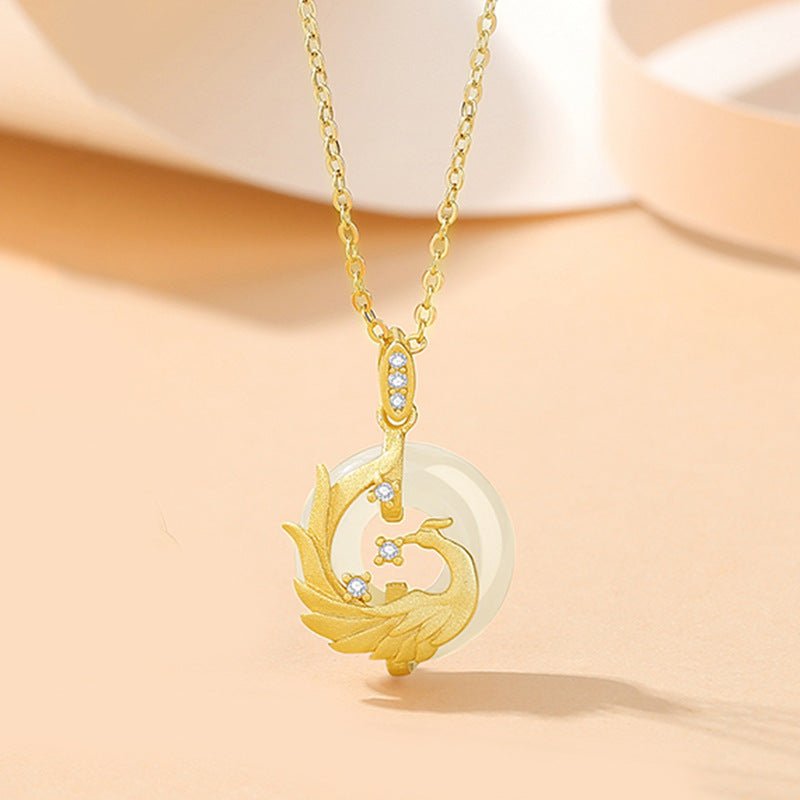 Jade Dragon Phoenix Pendants - 925 Silver Hetian Couples Necklace | STAR8S